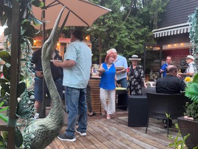 Friends gathering at an outdoor event